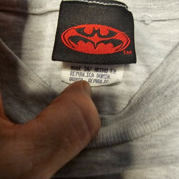 VTG Batman & Robin Graphic T-Shirt Youth XL DC Comics 1997 Gray Grunge - Picture 4 of 7